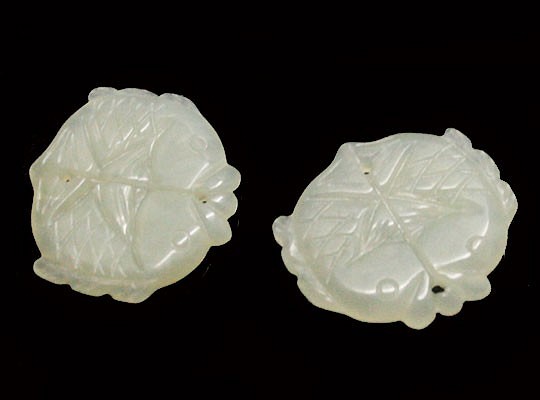 天然石材零件新玉雕塑零件（2件套）ti-pa-1393 第1張的照片