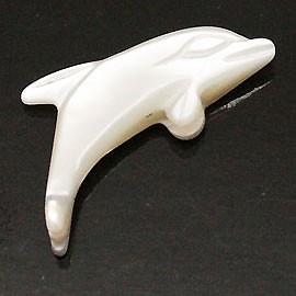 天然石零件貝殼/珍珠母海豚零件（3 件套）單穿孔 ti-pa-1037 第1張的照片