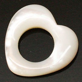 天然石材零件貝殼/珍珠貝母心形穿孔零件（3套）ti-pa-961 第1張的照片