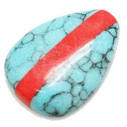 人造石零件珠子人造合成石綠松石珊瑚紅（人造石）（2套）TI-SYN-37 第1張的照片