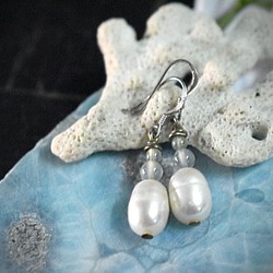 淡水珍珠和 Aqua Plays 耳環 pia009 第1張的照片