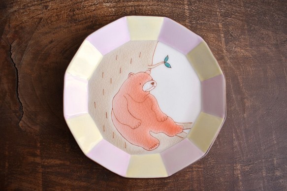 桜色のクマの小皿 1枚目の画像