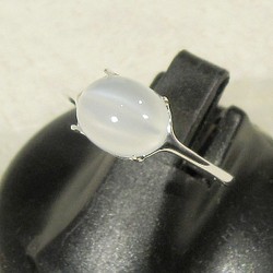 2.15ctムーンストーン・キャッツアイとSV925の指輪（リングサイズ：15.5号、サイズ変更可、ロジウム、天然石） 1枚目の画像