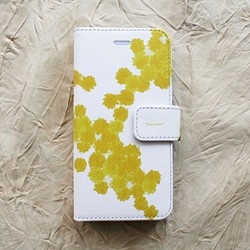 【全機種対応】花柄・手帳型スマホケース／mimosa（ミモザ）【Android/iPhoneケース】 1枚目の画像