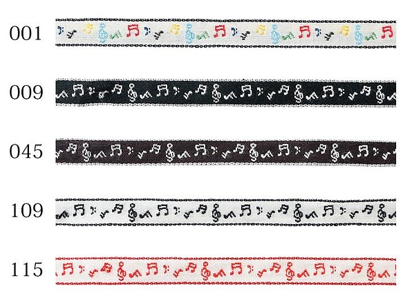 新商品！『日本製　チロルテープ　音符 エンブリボン　9－ブラック』～11㎜巾×2m50㎝でカット済み～　 1枚目の画像