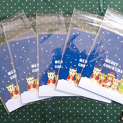 クリスマス♪『 可愛いクマさんが並んだ　バック』～100㎜×110㎜　20枚 1枚目の画像