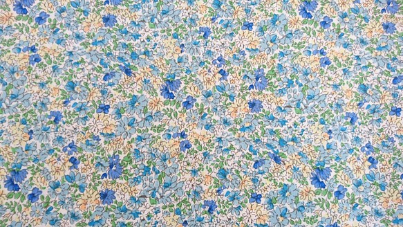『ローン　フラワープリント　小花柄　C番ブルー』～50㎝単位でカット～　 1枚目の画像