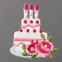 『刺しゅうワッペン♪バラの付いたケーキ柄ワッペン 』 1枚目の画像
