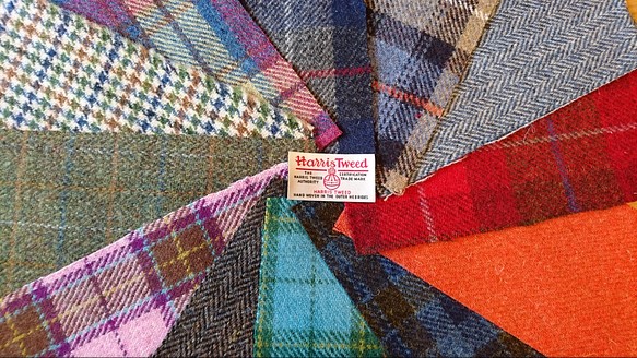 スコットランド伝統の毛織物！『憧れのハリスツイードウールのカットクロス 12種類アソートTセット～ラベル1枚付き～ 1枚目の画像