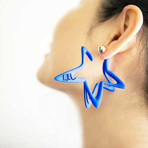 3D Star Earring Blue 3Dスターピアス ブルー Lサイズ www