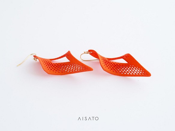 Open Square Earrings Orange オープンスクエア ピアス オレンジ