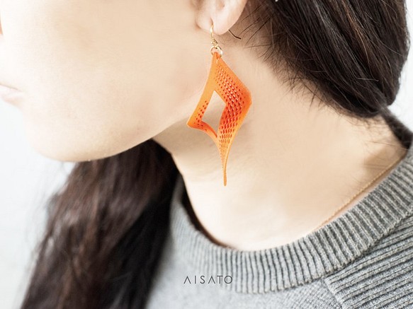 Open Square Earrings Orange オープンスクエア ピアス オレンジ