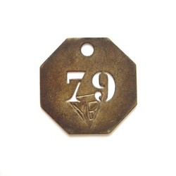 DV-93 真鍮 ナンバープレート 八角 79 1枚目の画像