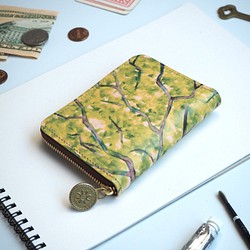 ラウンドファスナー コンパクト 財布（コモレビ）小さい 牛革 レディース メンズ 1枚目の画像