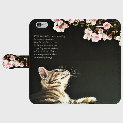 桜ハンドメイド22 春 桜 猫 Iphone6 6s手帳型スマホケース Iphoneケース カバー Noanoa 通販 Creema クリーマ ハンドメイド 手作り クラフト作品の販売サイト