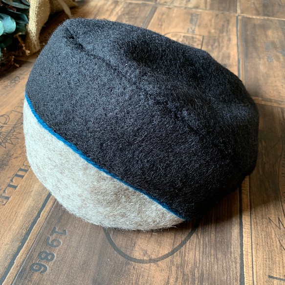 新款秋冬 ☆ 馬海毛羊毛頭巾帽子<BK> 第1張的照片