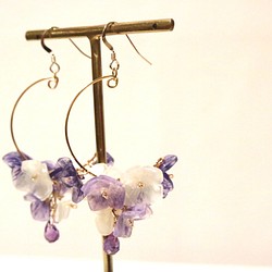 箍/天然寶石紫水晶紫色14KGF耳環或耳環 第1張的照片