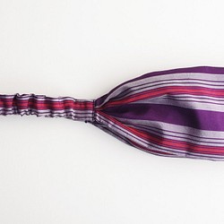着物リメイク　ヘアバンド　縞　ストライプ　銘仙　紫　－再 1枚目の画像