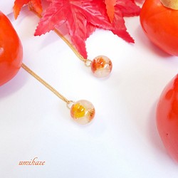 秋色の紅葉一粒ネックレス 1枚目の画像