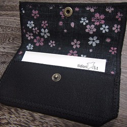 cc-1 京都ちどりかばん 帆布製 名刺ケース カードホルダー 黒/桜 1枚目の画像