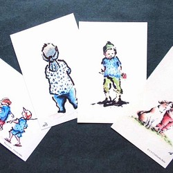 子供イラスト・ポストカード4枚セット 1枚目の画像