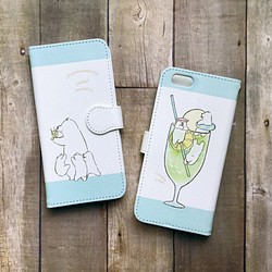 シロクマとクリームソーダ 手帳型iPhone&Androidケース 1枚目の画像
