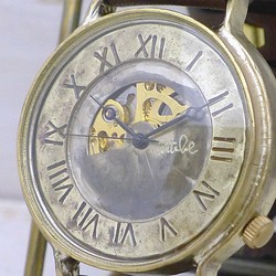 BHW101 手巻きBrass 特大(42mm) オープンハート ローマ数字 手作り腕時計 [BHW101 ローマ] 1枚目の画像