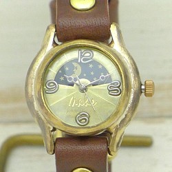 "L.S.B.-S&M" Lady's22mm Brass Sun&Moon 手作り腕時計 [362S&M GD/BR] 1枚目の画像