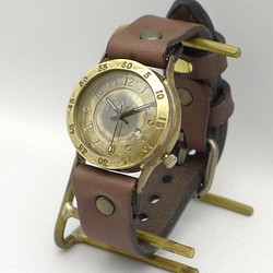 359DATE Men&#39;s Brass (黃銅) DATE 日期顯示擋板分鐘符號手工手錶 [359DATE BR] 第1張的照片