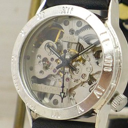 SHW027 羅馬數字表圈 手動上弦 銀色 Mens Handmade 手錶 [SHW027 Roman SV / BK] 第1張的照片