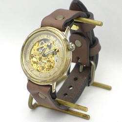 BAM045 阿拉伯數字 自動上鍊 黃銅阿拉伯數字 手工腕錶 [BAM045 Arabic GD] 第1張的照片