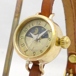 Lady's Brass Sun＆Moon ブレスレット風モデル 手作り腕時計 [365S&M BR] 1枚目の画像