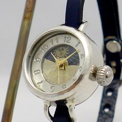 女士銀色太陽和月亮手鍊款式型號手工腕錶 [365SV-S &amp; M] BK 第1張的照片