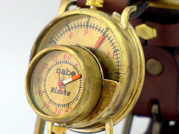 "MASK" JUMBO Brass 時間・分独立表示ユニークモデル 手作り腕時計 [JUM59 BR] 1枚目の画像