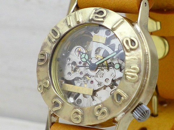 BHW058B2 手動上鍊 黃銅 36mm 3D digit bezel 手工腕錶 [BHW058B2] 第1張的照片