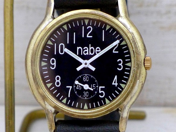 “S-WATCH2-B-SSP”32 毫米黃銅小秒針黑色手工手錶 [207SSP BK] 第1張的照片