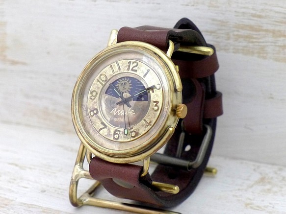 “GIGANT-BS &amp; M”超大號 42 毫米黃銅日月手工腕錶 [JUM129S &amp; M 阿拉伯] 第1張的照片