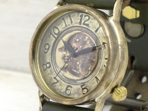 &quot;CrescentMoon-JB&quot; 36mm 黃銅 (Brass) Crescent 錶盤 阿拉伯手工鐘錶 第1張的照片