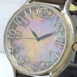 "GRANDAD3-B" 42ｍｍBrass(真鍮) フローティングインデック 手作り腕時計 [JUM116A] 1枚目の画像