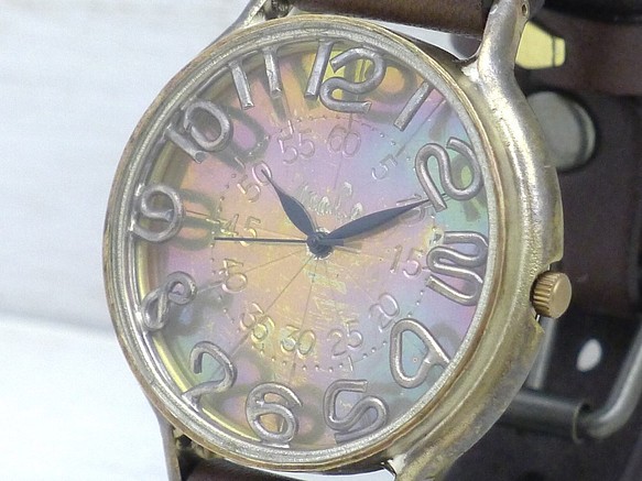 "GRANDAD3-B" 42ｍｍBrass(真鍮) フローティングインデック 手作り腕時計 [JUM116A] 1枚目の画像