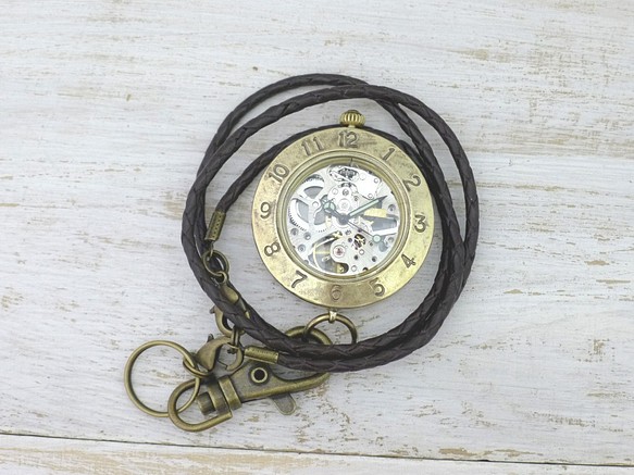 BHW111 手動上弦懷錶 Brass (brass) 40mm 阿拉伯數字表圈 Handmade watch [BHW111 第1張的照片