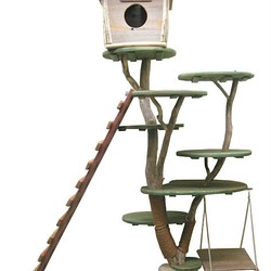「送料無料」オリジナル大型流木キャットタワー（駆上りハシゴ付きツリーハウスタイプ）［pk41］ ペット用品 猫グッズ 1枚目の画像