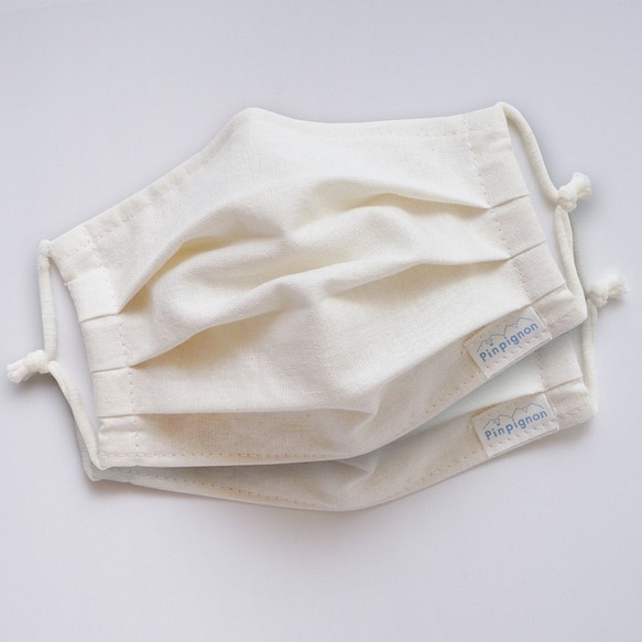 [免費送貨]三維布口罩，帶金屬絲（棉麻象牙），每套2個，帶過濾袋，可機洗的打褶面罩 第1張的照片
