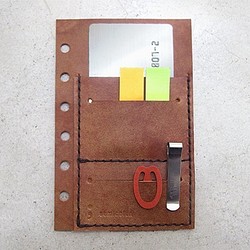 KAKURA 【mini6穴 レザーカードポケット】 手縫い 牛革 リフィル 小物収納 システム手帳 ミニ６穴 1枚目の画像