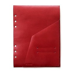 【A5無皮革口袋】紅色KAKURA筆芯牛皮手工縫製 第1張的照片