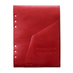【A5無皮革口袋】紅色KAKURA筆芯牛皮手工縫製 第1張的照片