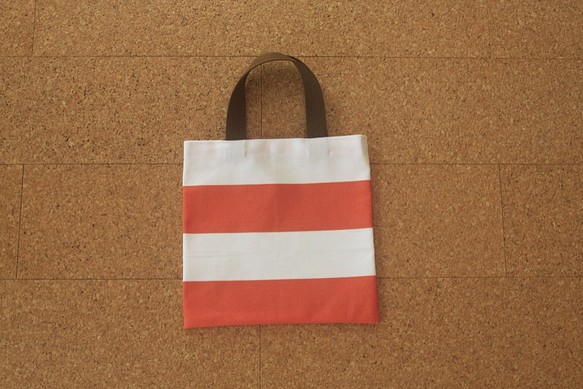 オレンジボーダーのミニトート(Orange border mini tote bag) 1枚目の画像