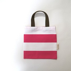 ピンクボーダーのミニトート(Pink border mini tote bag) 1枚目の画像