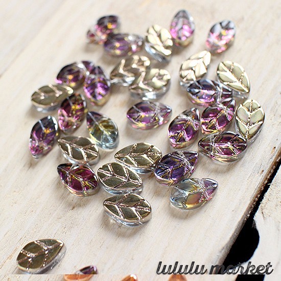 玻璃珠葉（紫色×金色）30片ar-206 第1張的照片