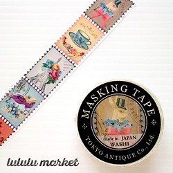 東京アンティーク マスキングテープ　花の切手　ai-086 1枚目の画像